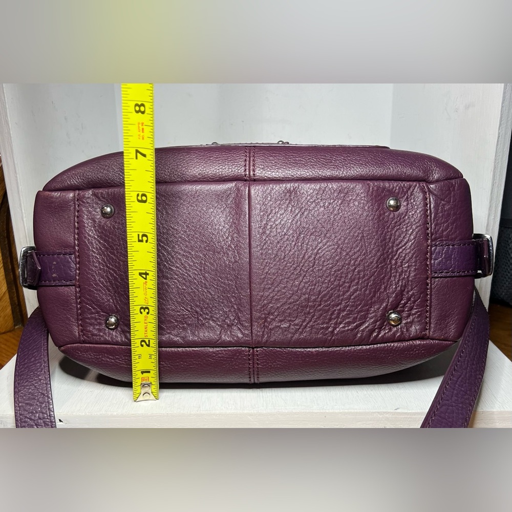 Vintage B Makowsky A236100 Purple/Burgundy Leather Large Crossbody - Picture 4 of 7